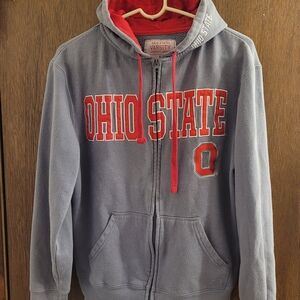 Varsity Ohio State Gray & Red Full-Zip Hoodie Embroidered